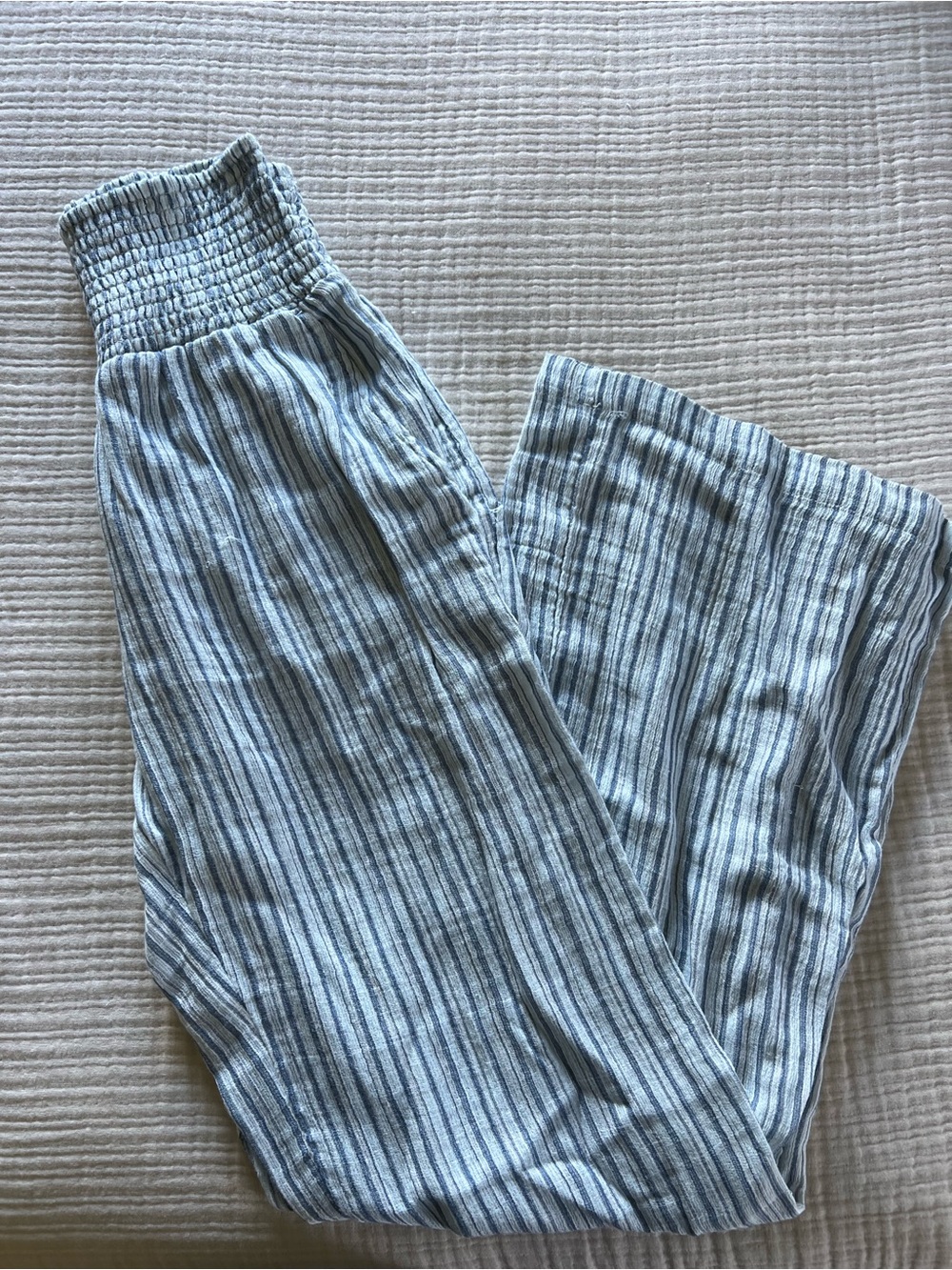 Billabong Light Blue & White Striped beach pants